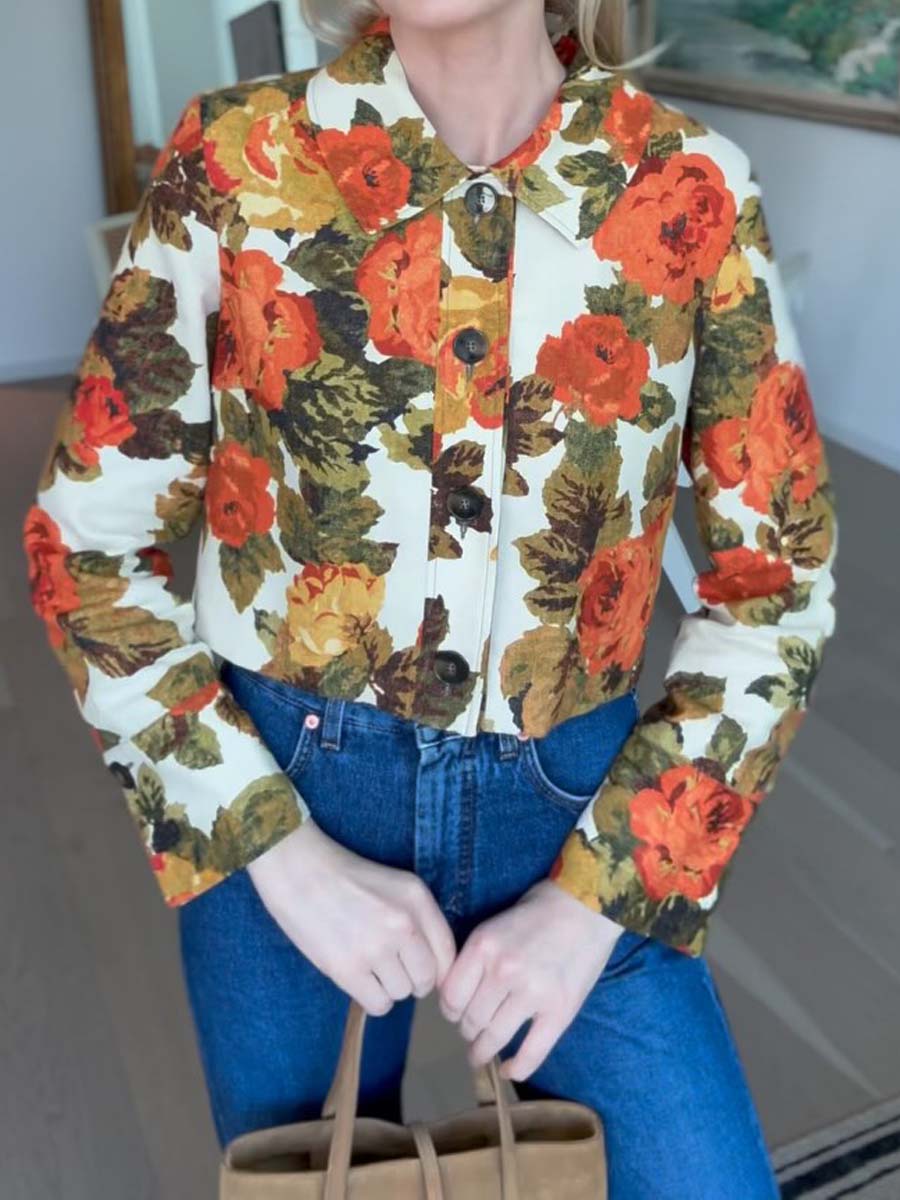 Classic Collar Short Printed Jacket