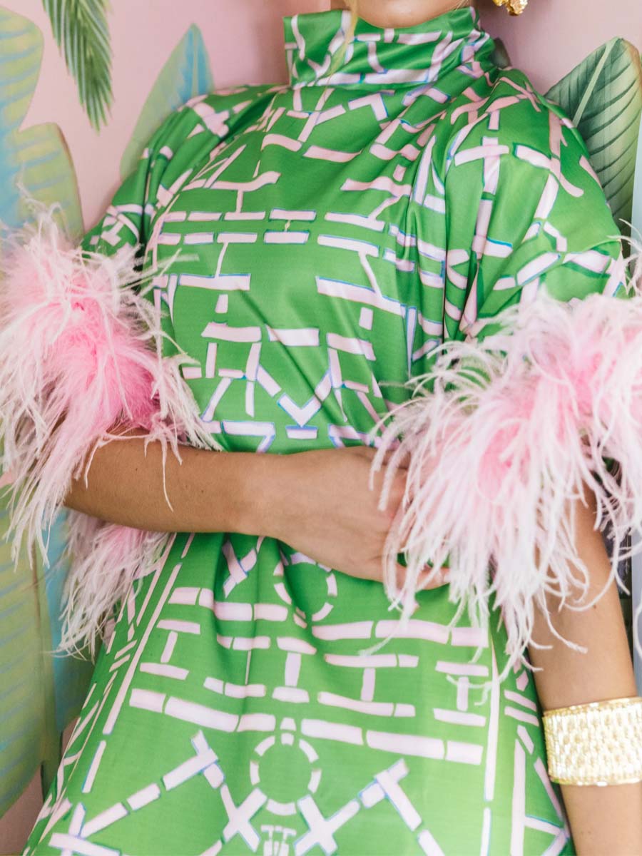 Feather Patchwork Printed Loose Dress