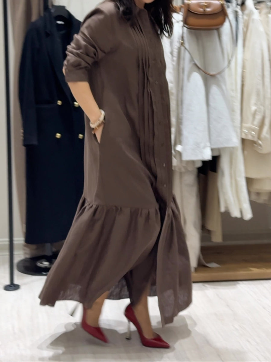 Casual Loose Pleated Maxi Dress