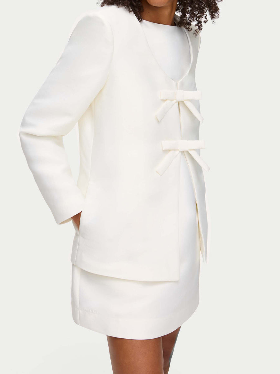 Bow Detail Crew Neck Blazer