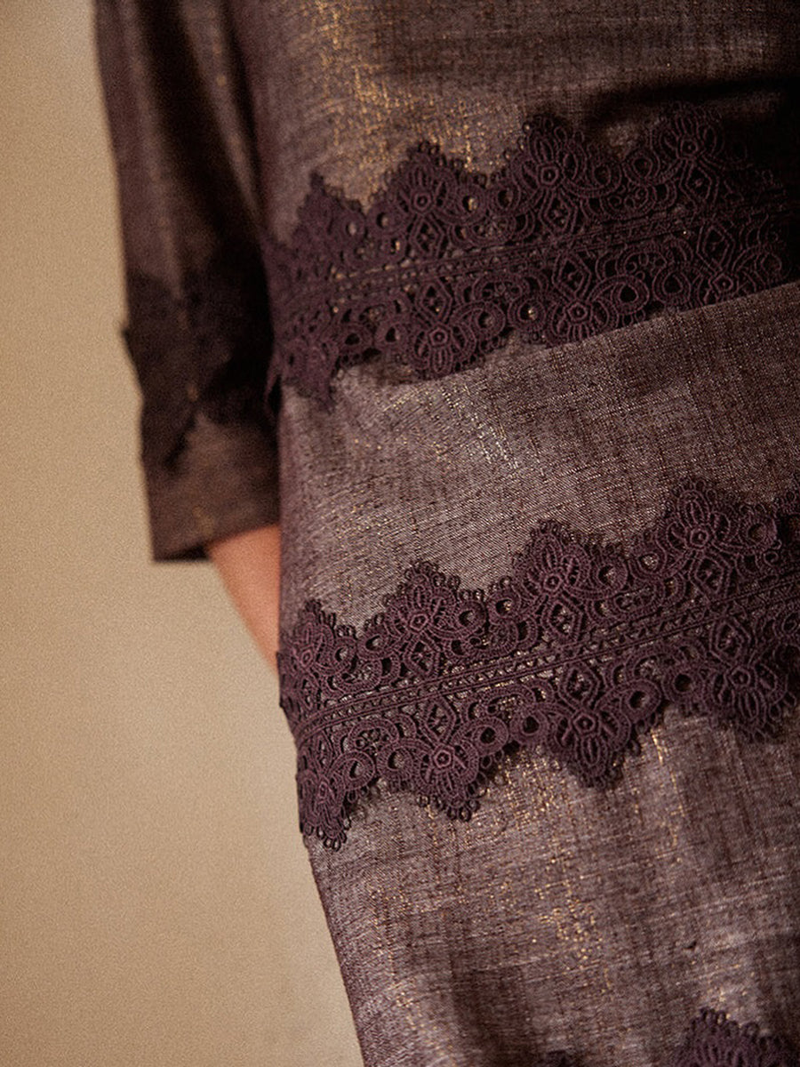 Elegant Lace Patchwork Long Sleeve Dress
