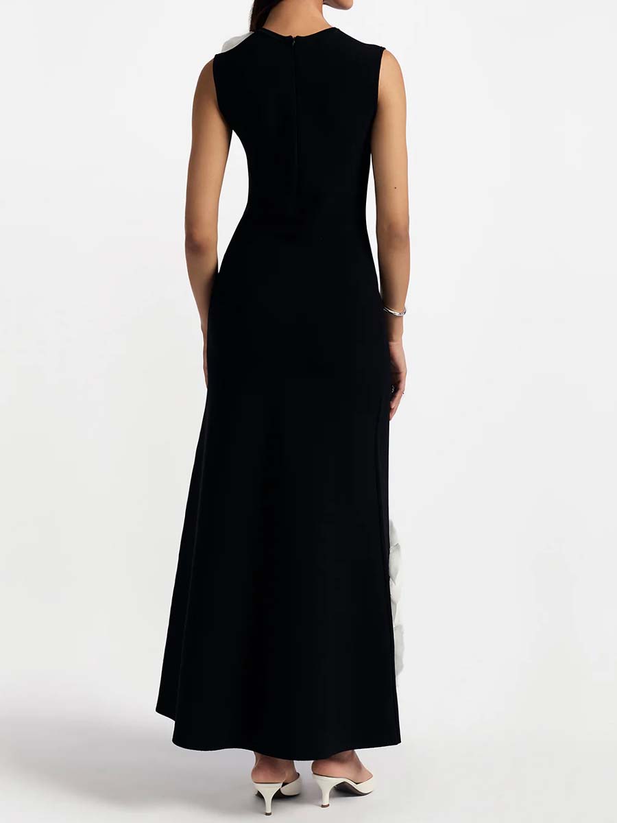 3D Flower Sleeveless Maxi Dress