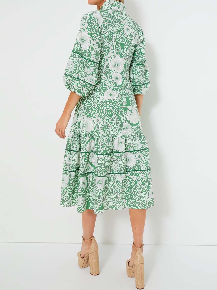 Floral Print Puff Sleeve Maxi Dress