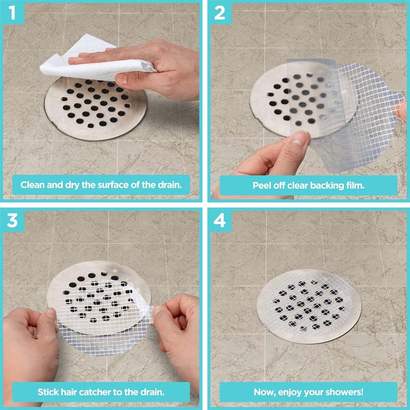 30 Pack Disposable Shower Drain Hair Catcher Mesh Stickers