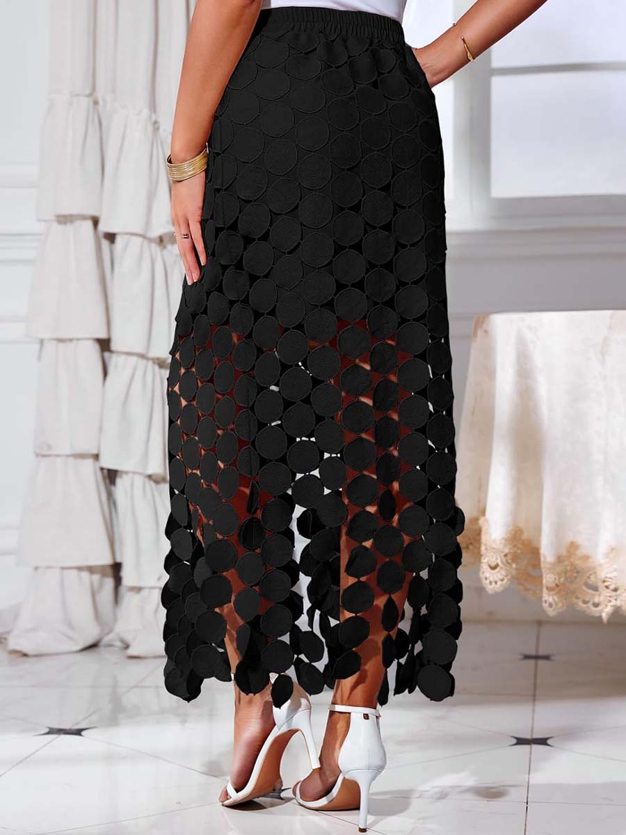Hollow Out Fringe Hem Two Pieces Dress