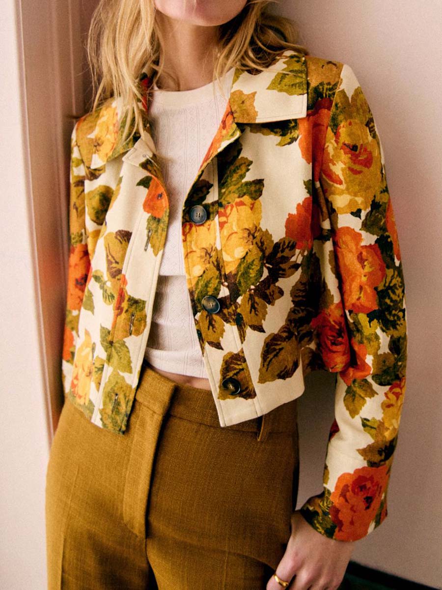 Classic Collar Short Printed Jacket