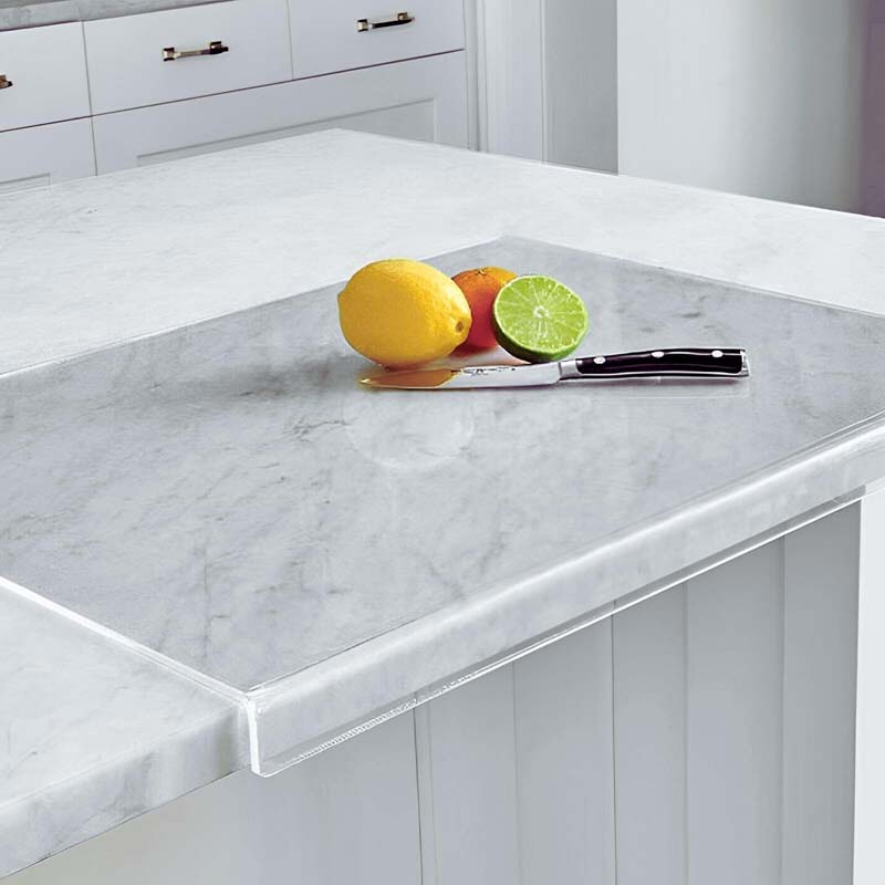 Acrylic Cutting Board With Counter Lip Waste Container Clear Cutting Boards for Kitchen Counter Non Sli
