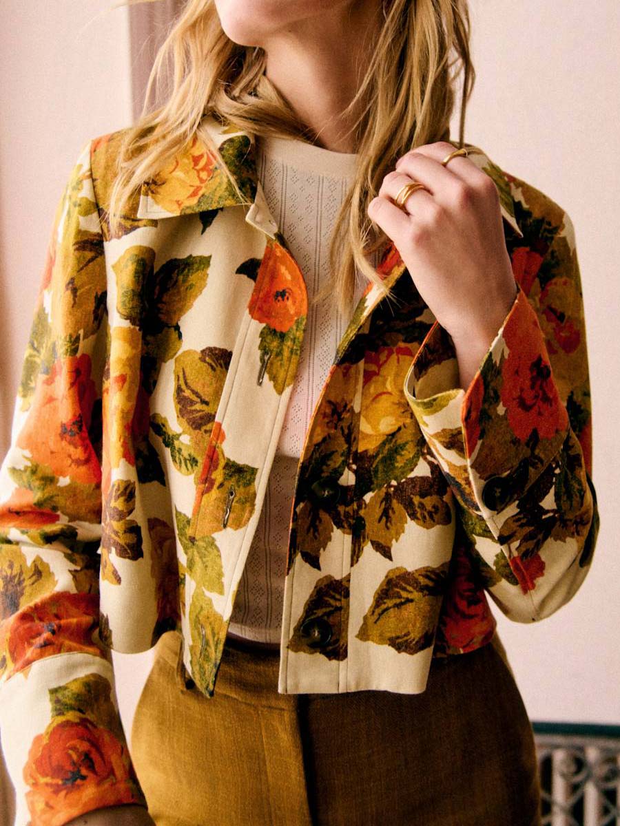 Classic Collar Short Printed Jacket