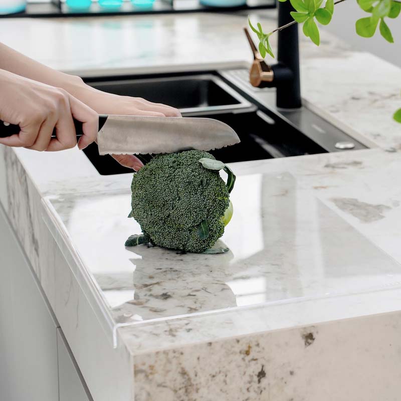 Acrylic Cutting Board With Counter Lip Waste Container Clear Cutting Boards for Kitchen Counter Non Sli