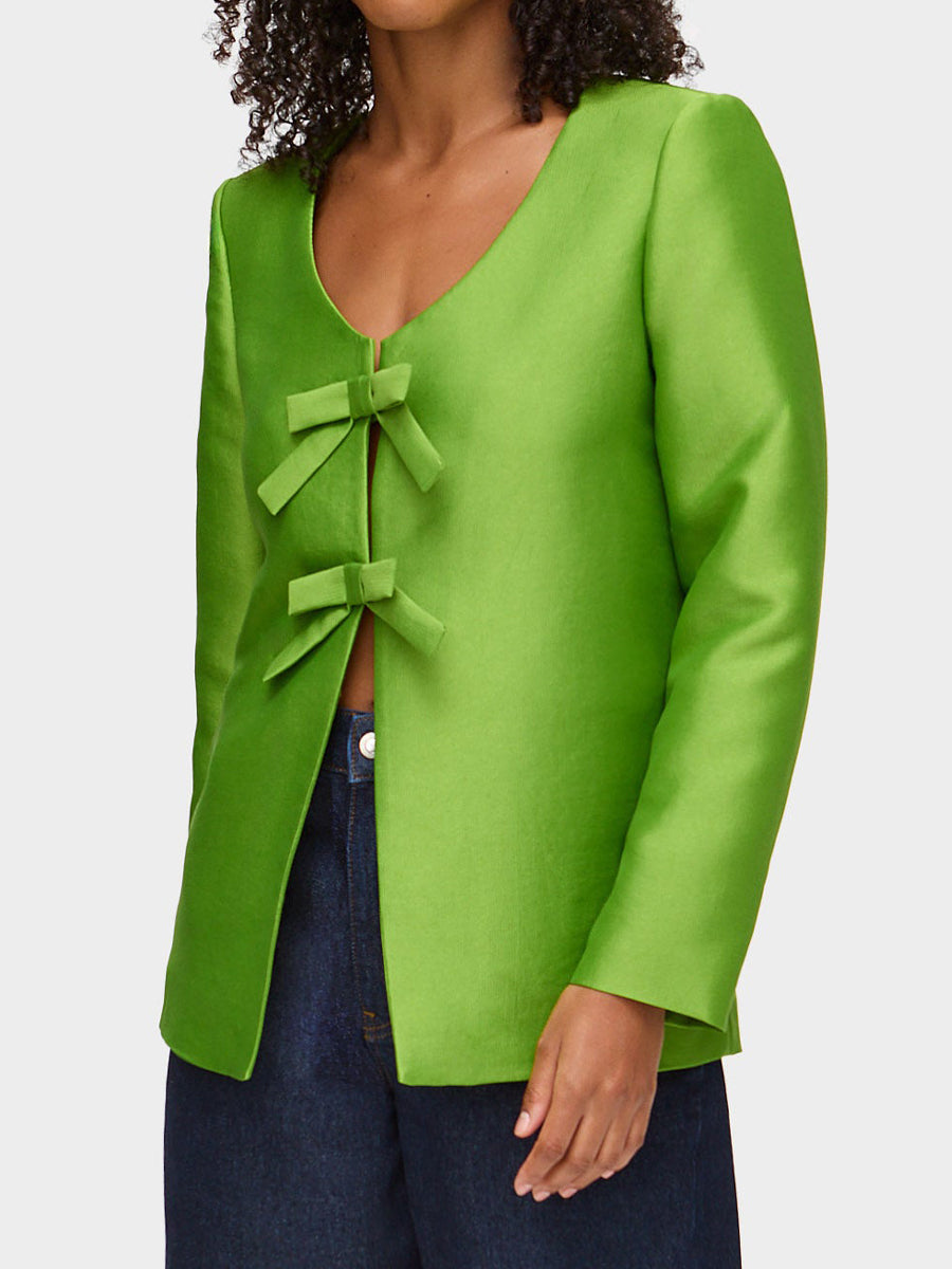 Bow Detail Crew Neck Blazer