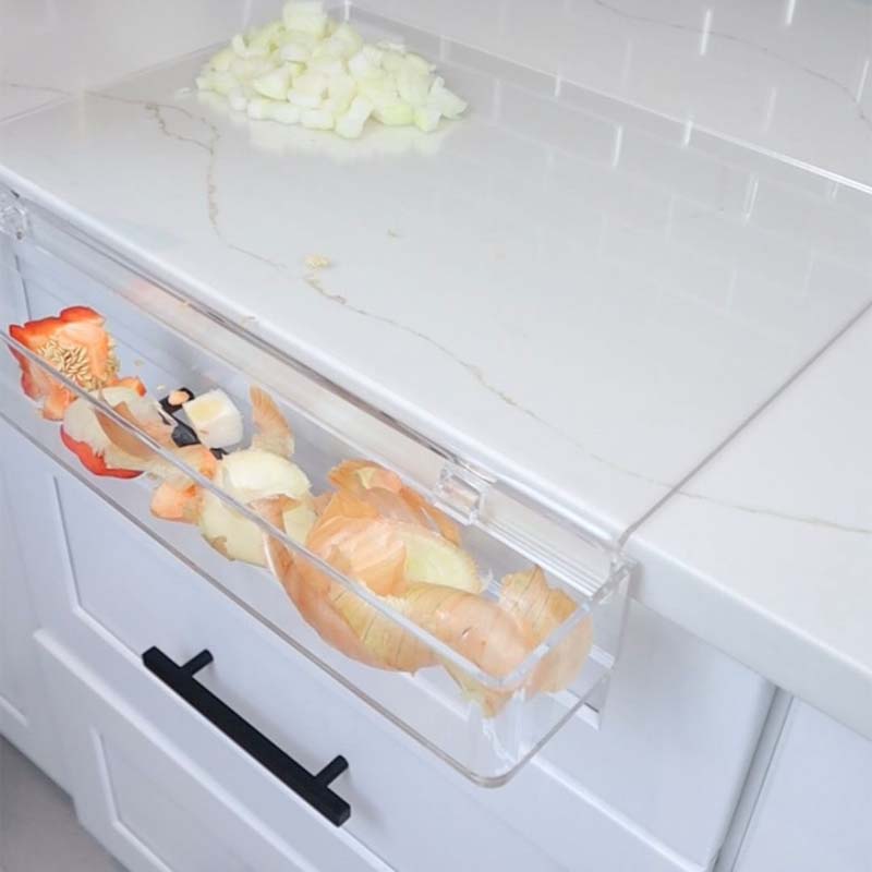 Acrylic Cutting Board With Counter Lip Waste Container Clear Cutting Boards for Kitchen Counter Non Sli