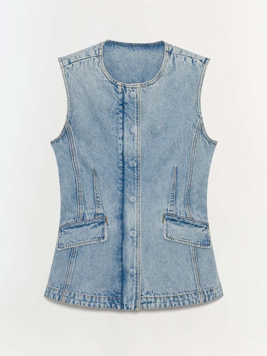 Denim Sleeveless Top & Barrel Leg Jeans