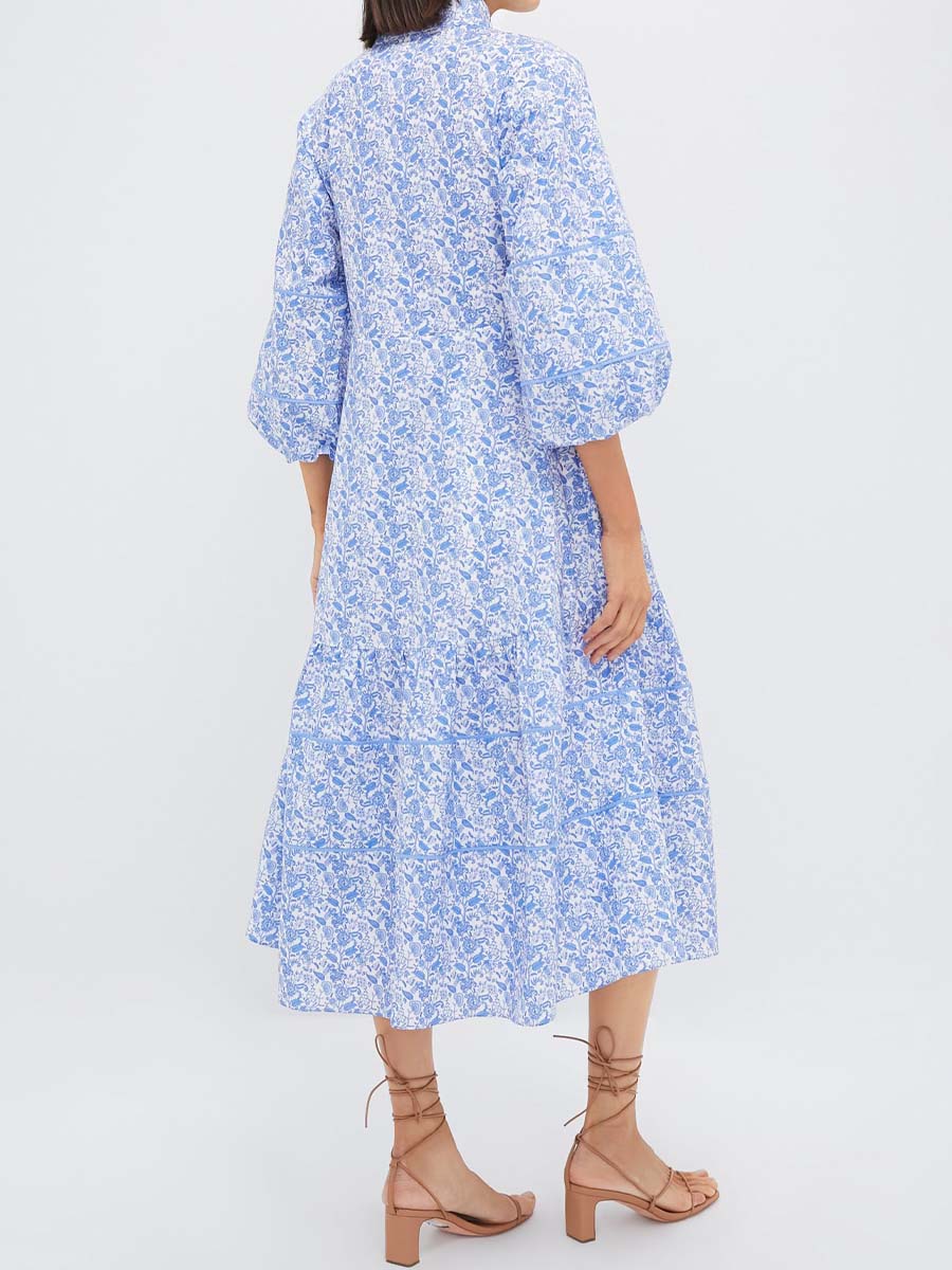 Floral Print Puff Sleeve Maxi Dress