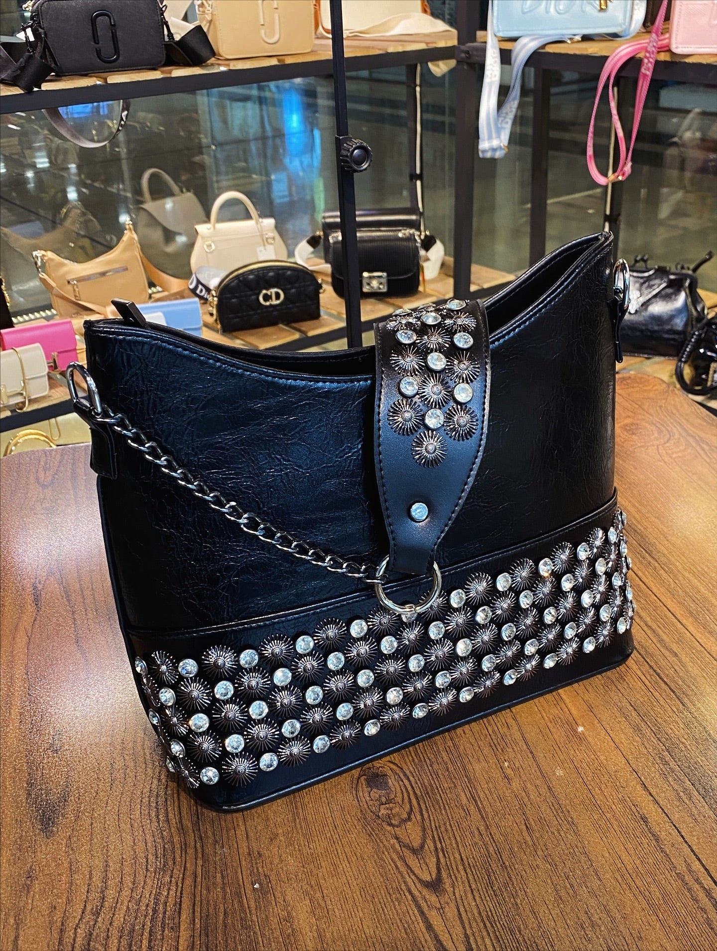 Studded Leather Shoulder Bag