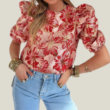 Jacquard Flower Blouse