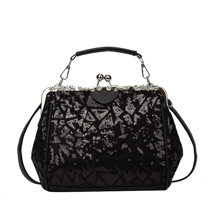 Sequin Geometric Pattern Handbag