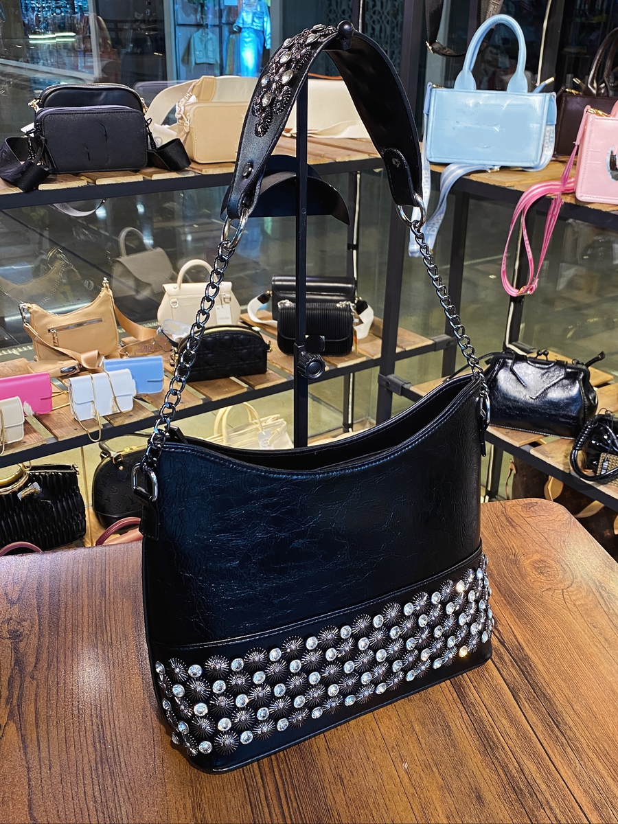 Studded Leather Shoulder Bag