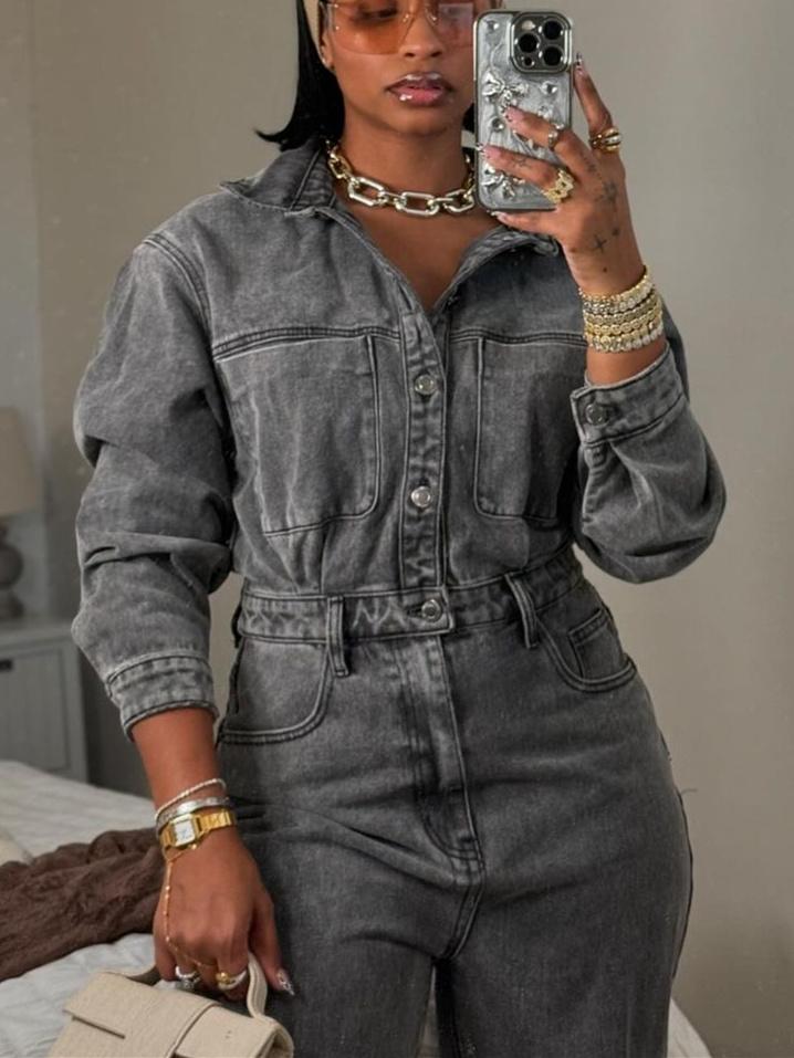 One-piece Denim Suit