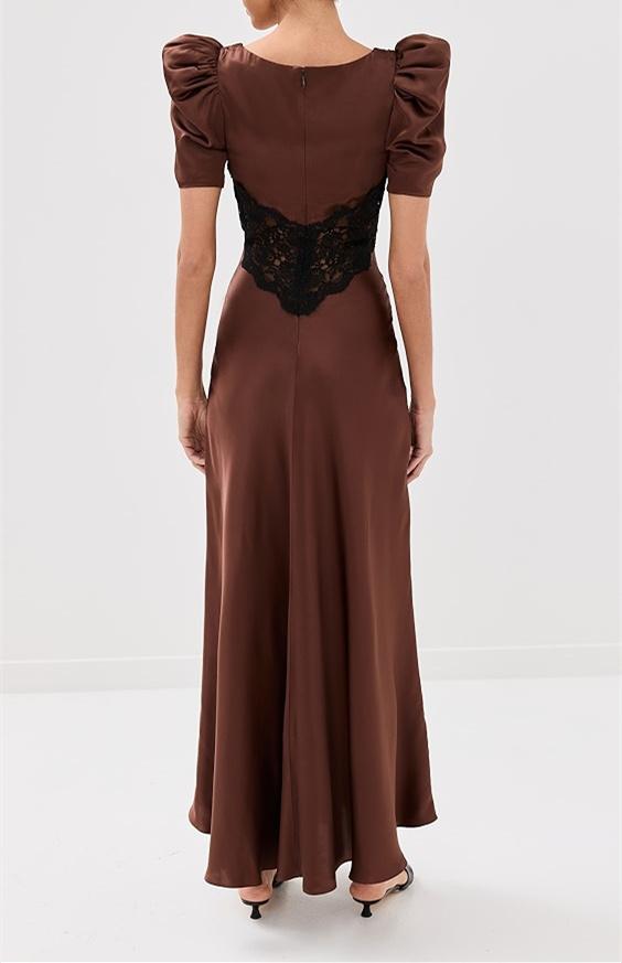 Brown Lace Gown Dress