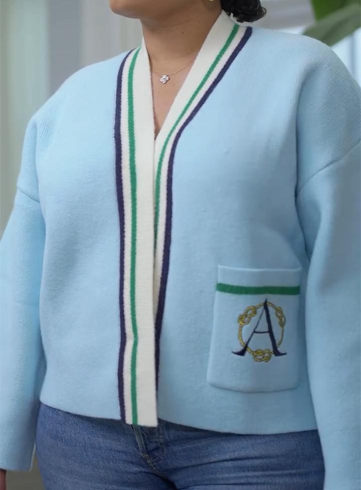 Blue Flared Sleeve Cardigan
