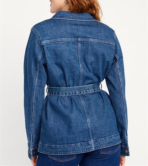 Denim Buttoned Tie Down Jacket