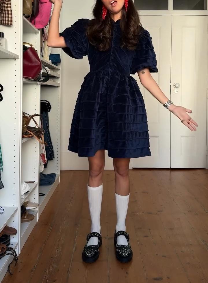 Blue Velvet Elegant Mini Dress