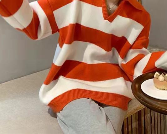 Red and White Striped Sweater