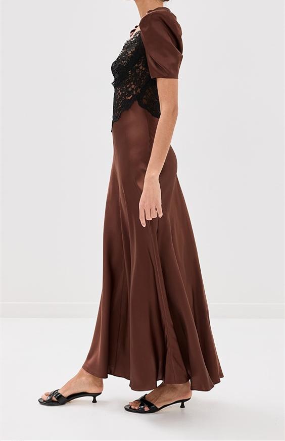 Brown Lace Gown Dress