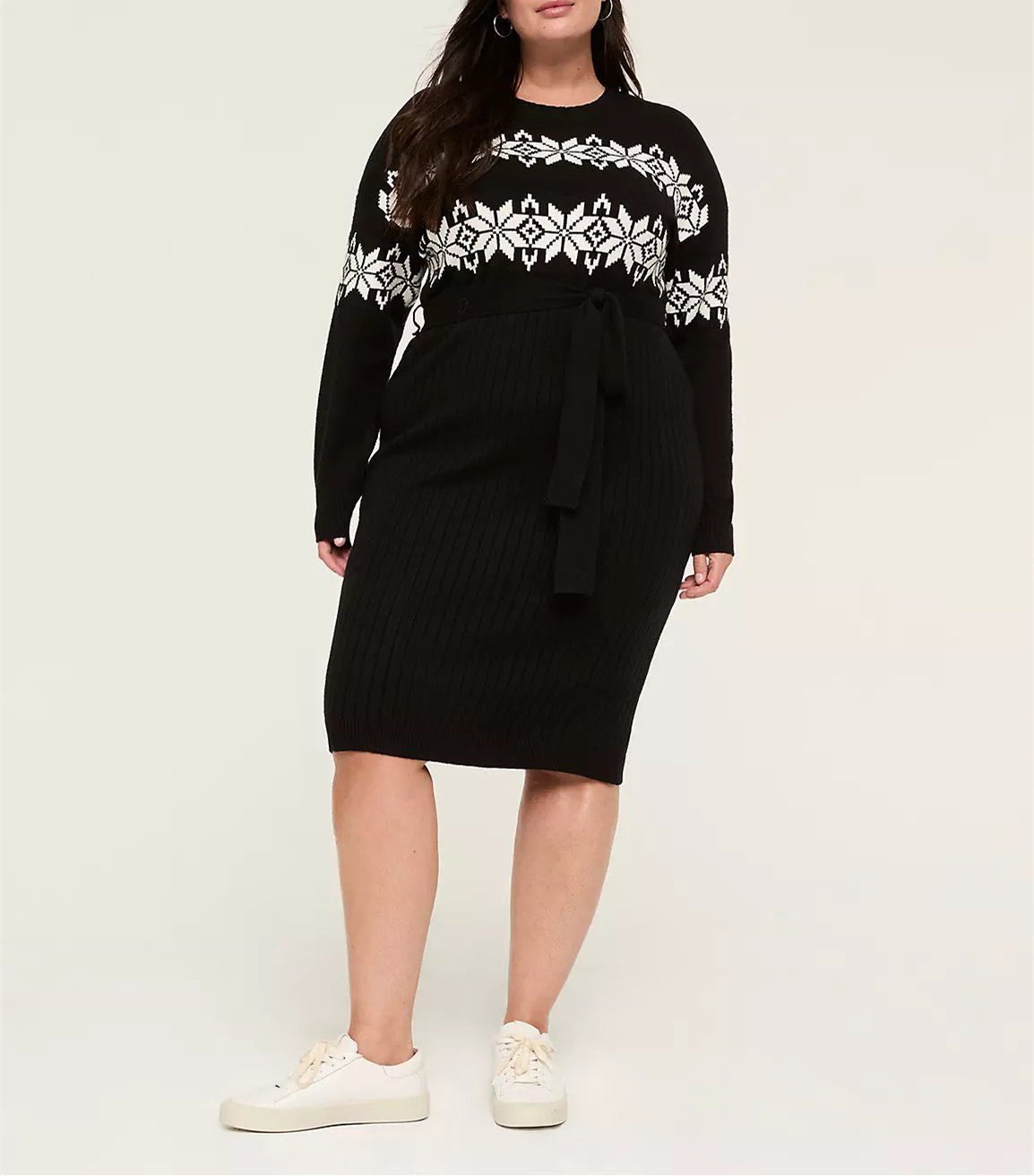 Snowflake Long Black Sweater