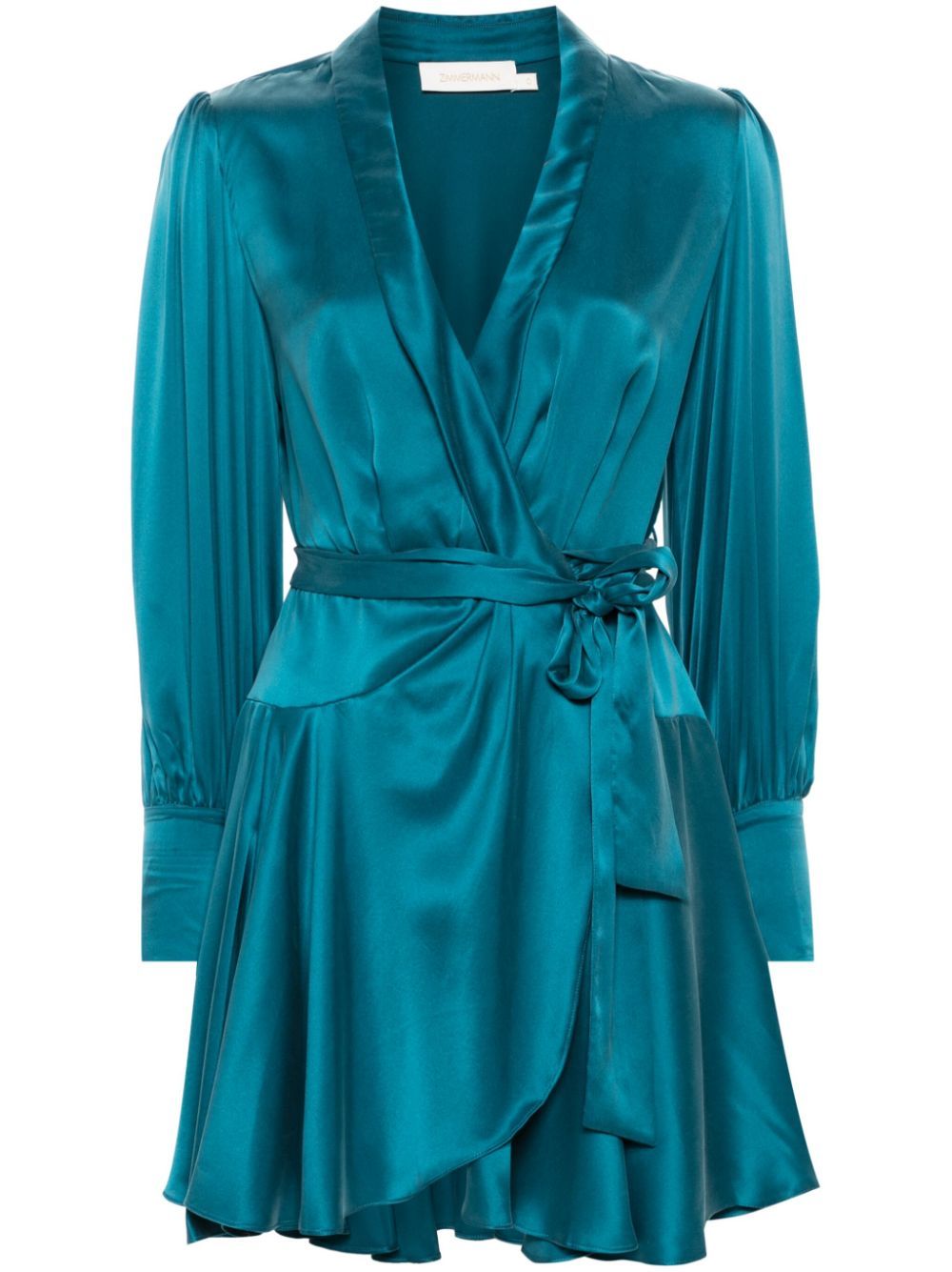 Satin Tie Elegant Blue Mini Dress