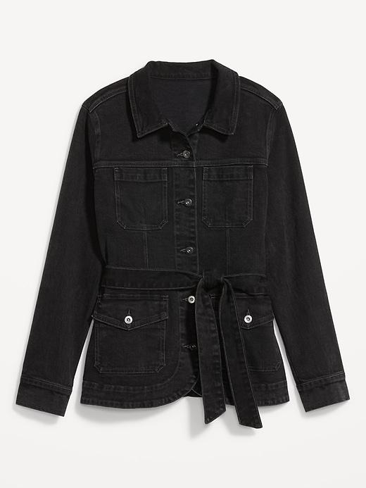 Denim Buttoned Tie Down Jacket