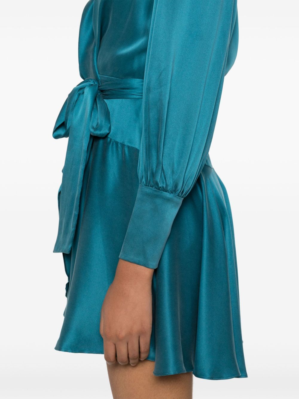 Satin Tie Elegant Blue Mini Dress