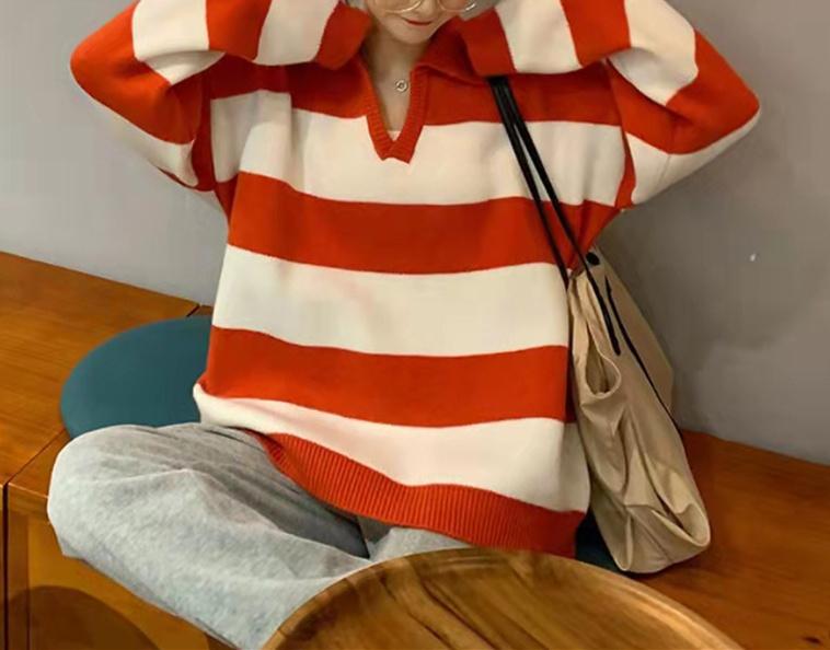 Red and White Striped Sweater