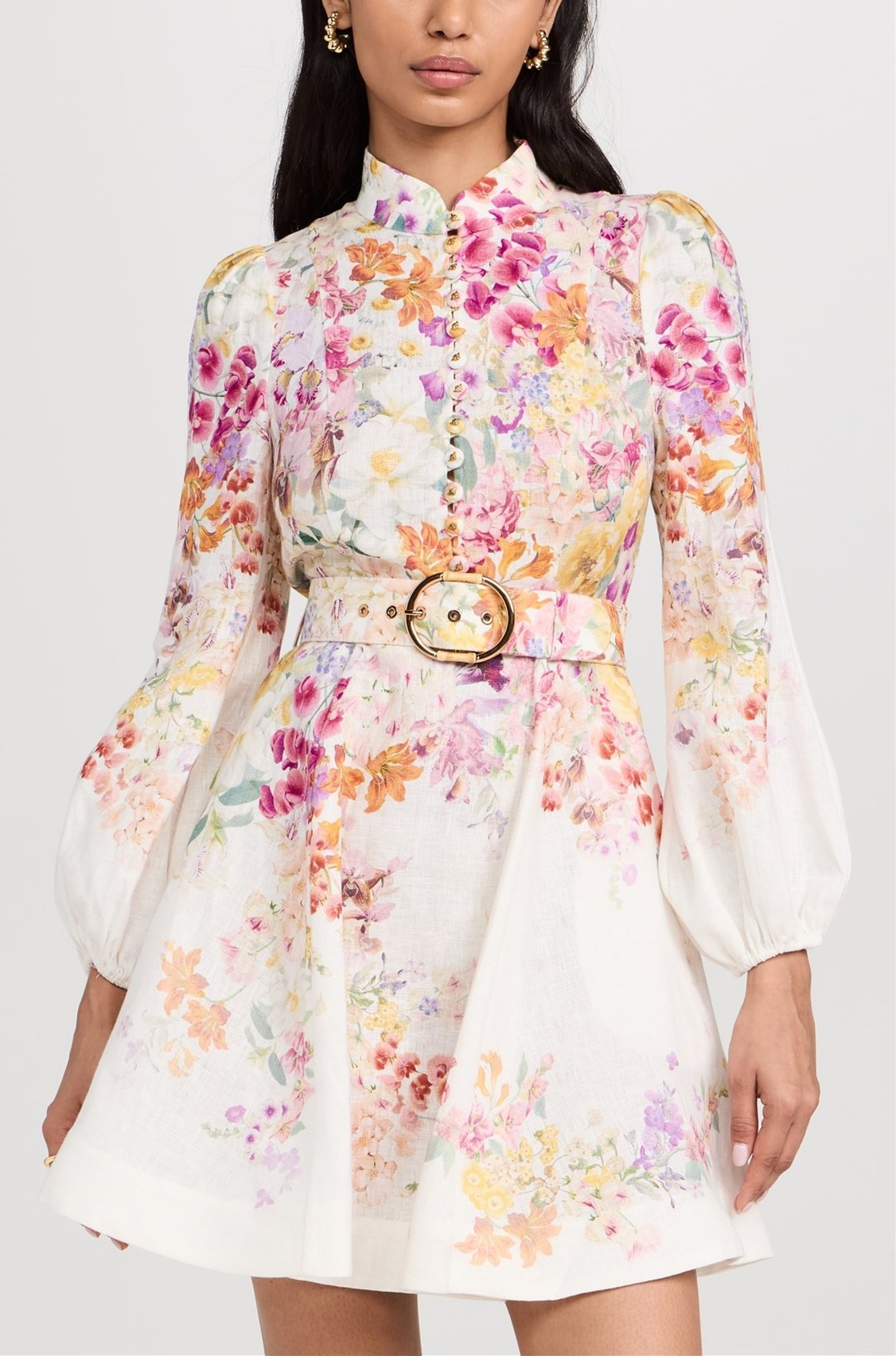 Buttoned Elegant Flower Dress