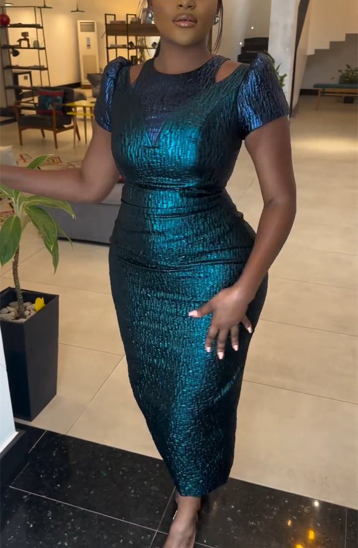 Blue Green Slim Maxi Dress