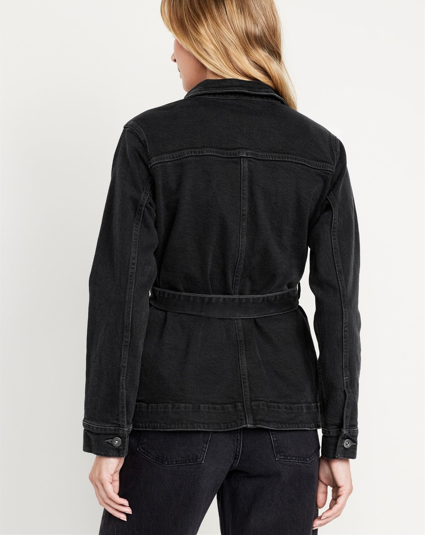Denim Buttoned Tie Down Jacket