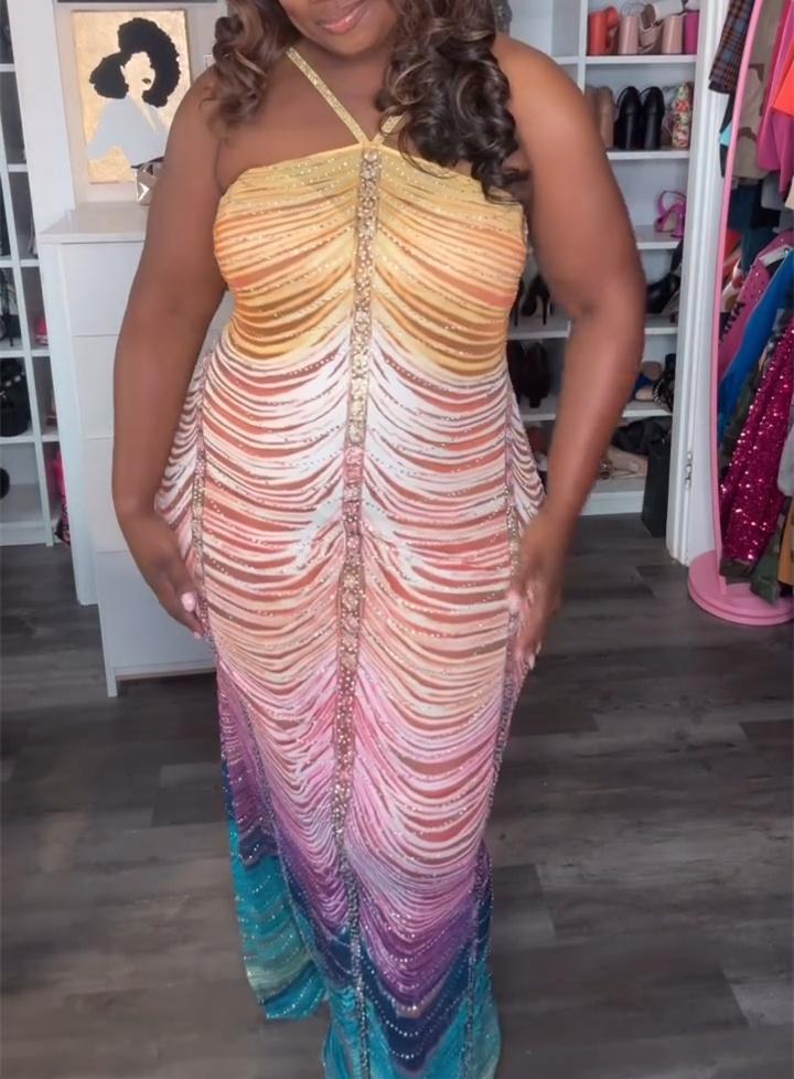 Glitter Colorful Halter Party Dress