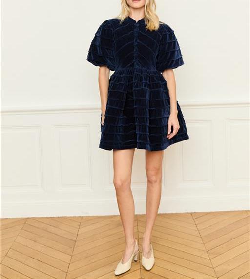 Blue Velvet Elegant Mini Dress