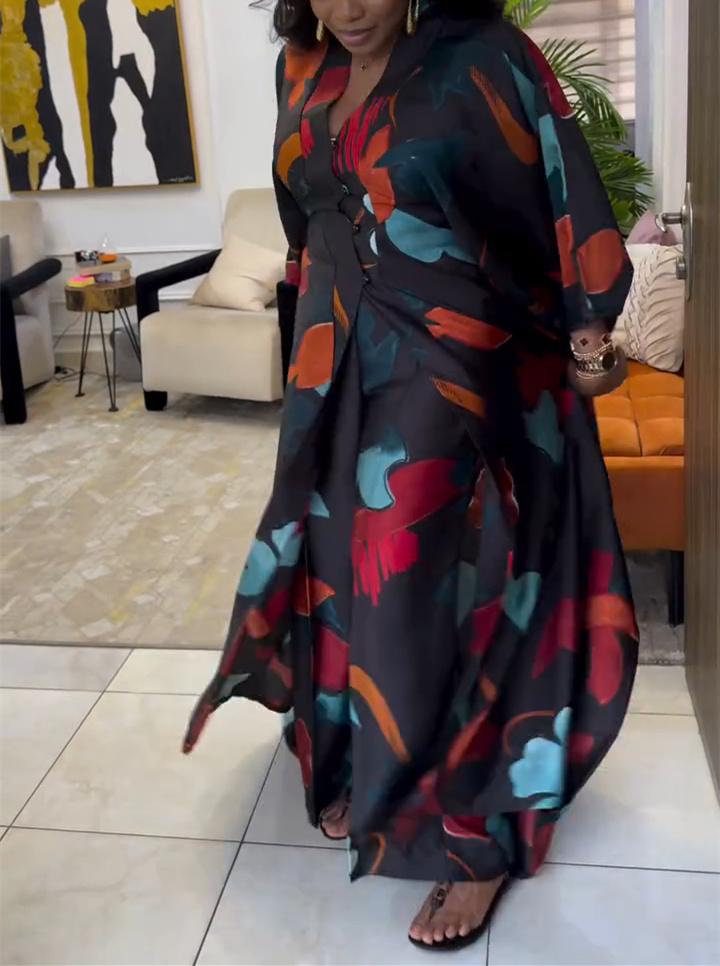 Casual Button Printed Suit