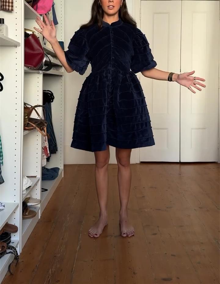 Blue Velvet Elegant Mini Dress