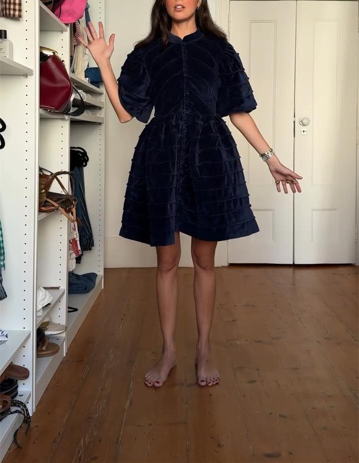Blue Velvet Elegant Mini Dress