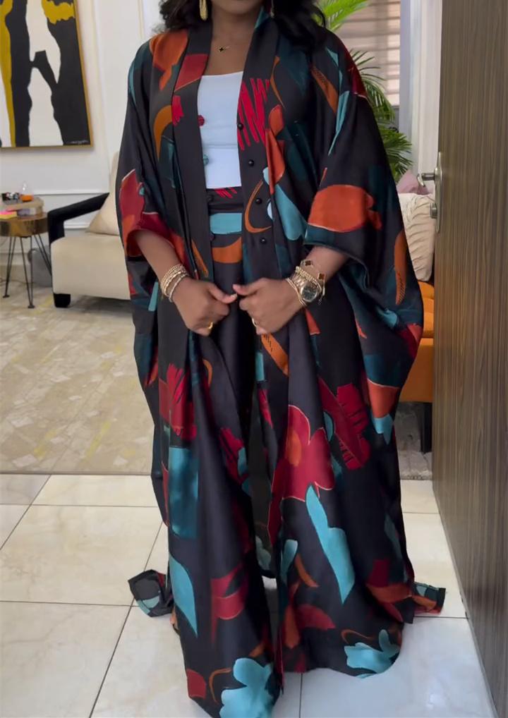 Casual Button Printed Suit