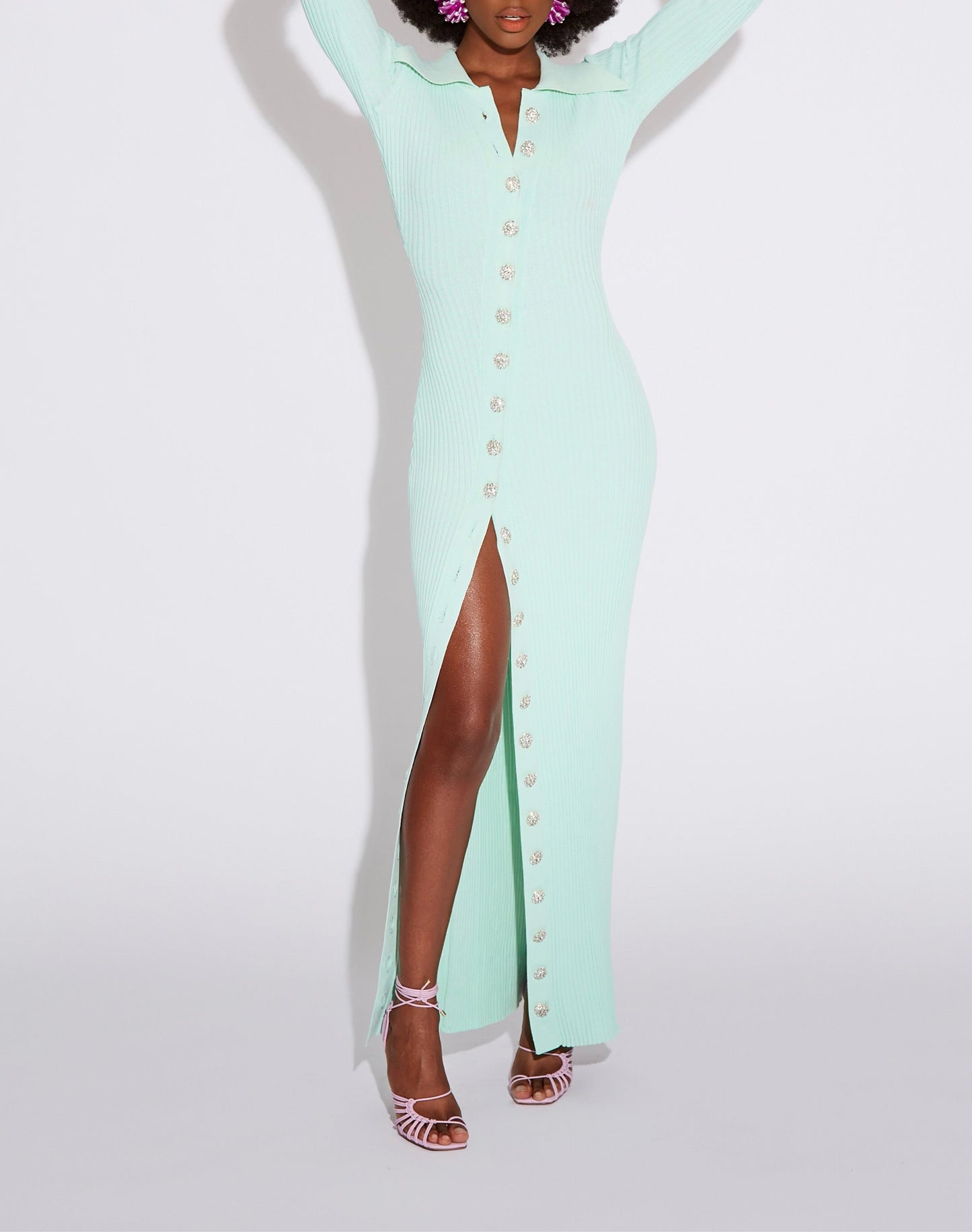 Mint Green Button Down Knit Dress
