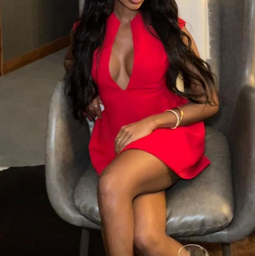 Red V-neck Sleeveless Mini Dress