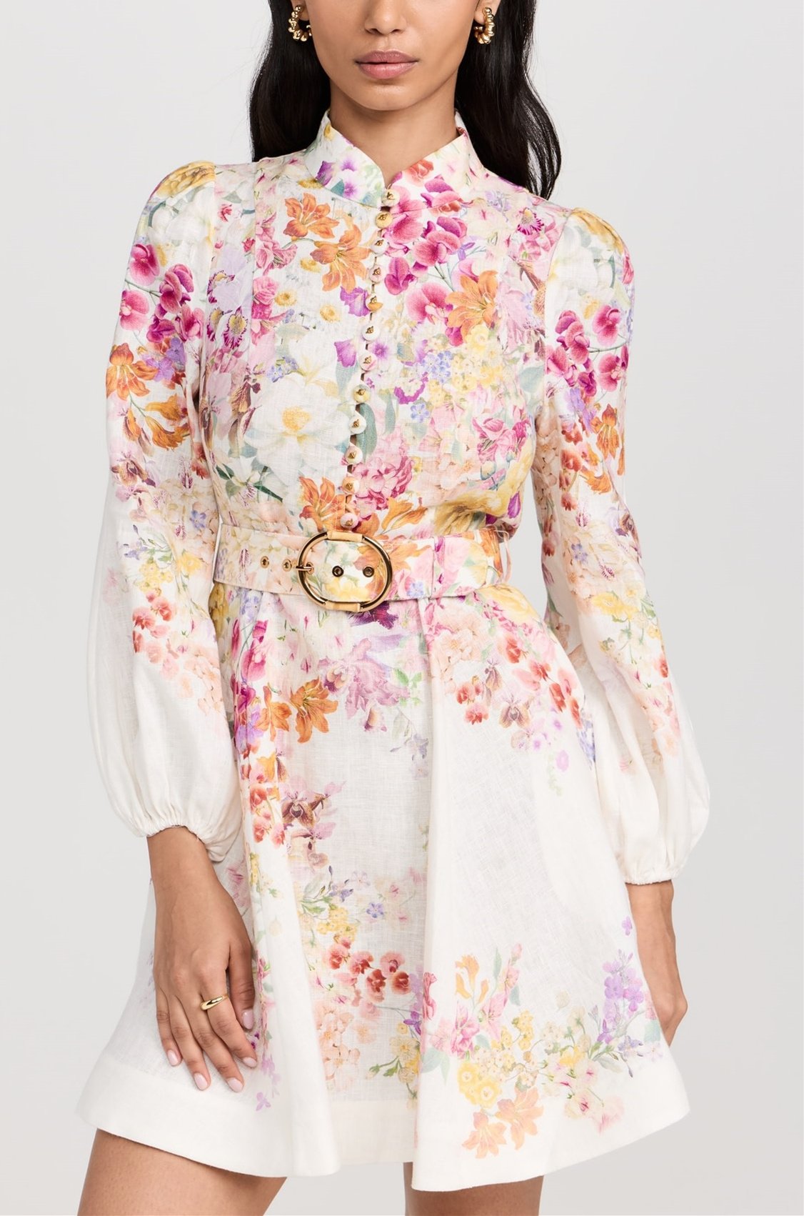 Buttoned Elegant Flower Dress