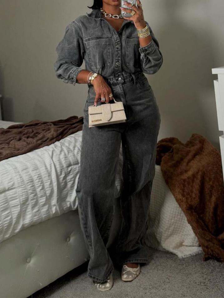 One-piece Denim Suit