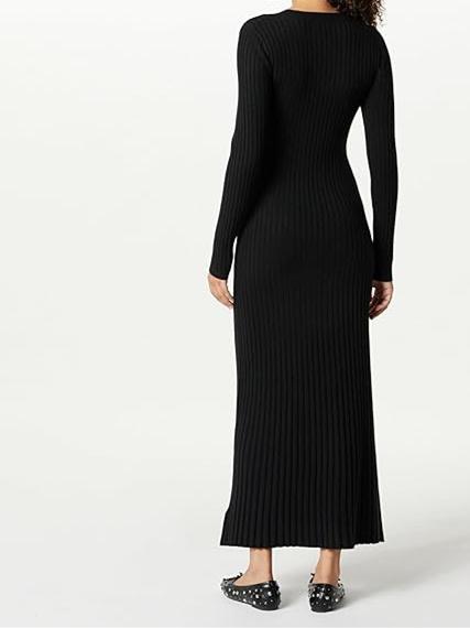 Solid Color Knit Maxi Dress
