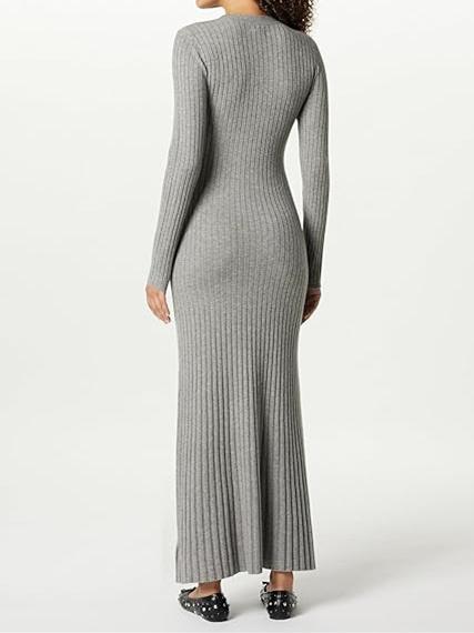 Solid Color Knit Maxi Dress
