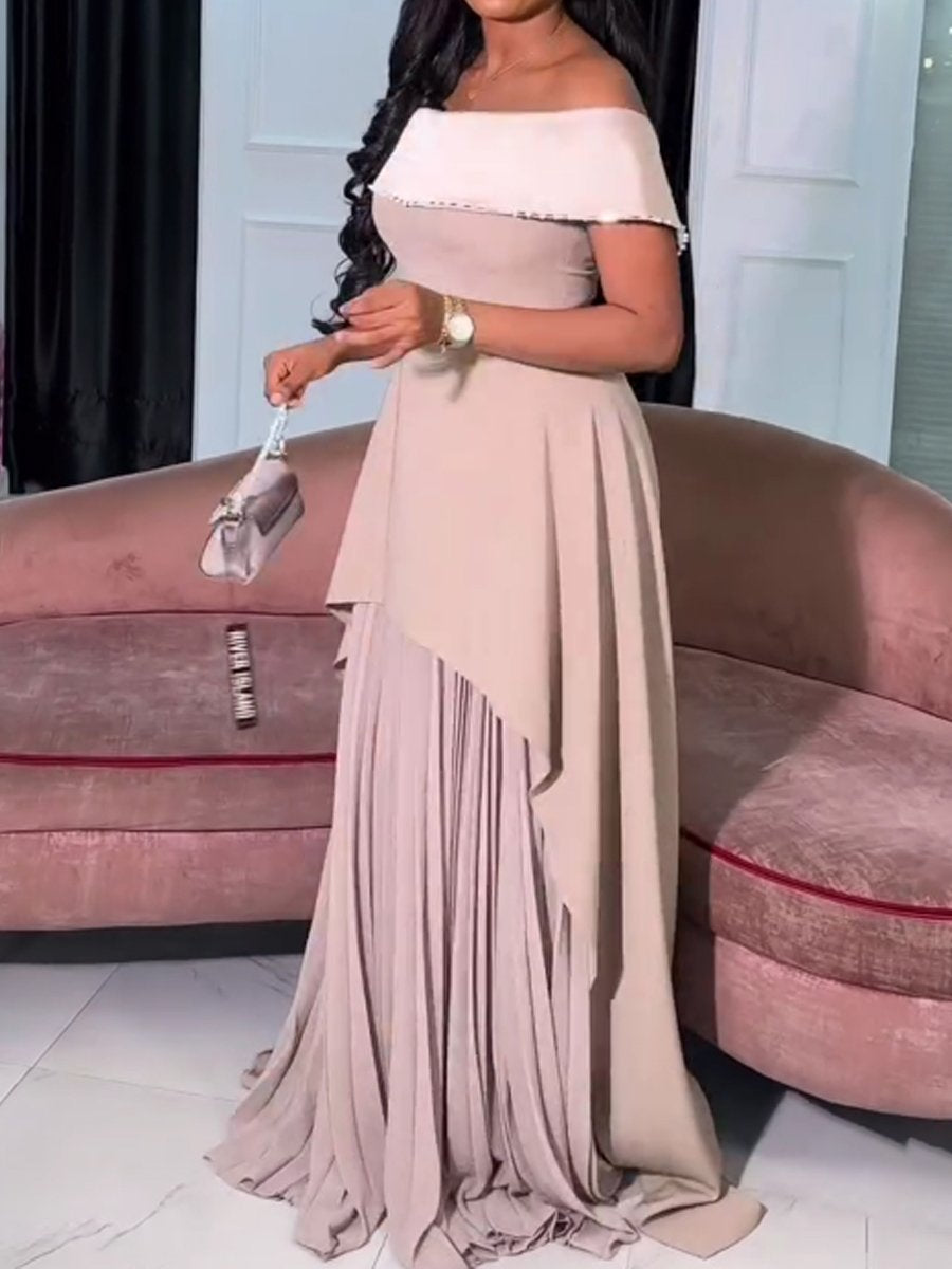(⏰Big Sale)Off Shoulder Rhinestone Sparkle Pleated Party Dress