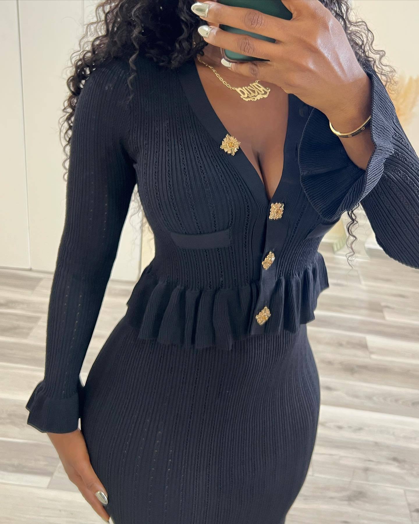 (⏰Big Sale)Demure Knit 2pc Skirt Set